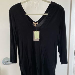 Brand New Anthropologie Black 3/4 Sleeve Top
